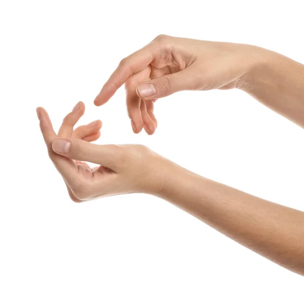 Γυναικεία Χέρια Λευκό Φόντο — Φωτογραφία Αρχείου