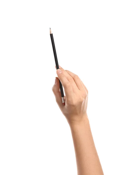 Female Hand Pencil White Background Stock Image