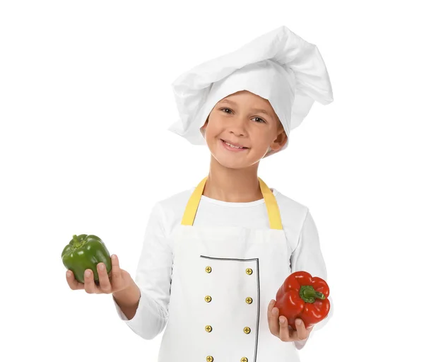 Cute Little Chef White Background — Stock Photo, Image