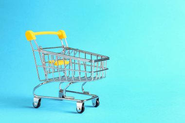 Renk arka plan üzerinde boş alışveriş sepeti
