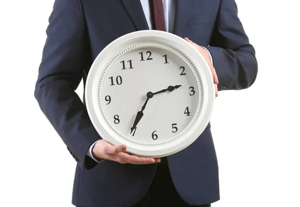 Businessman Clock White Background — Stock Photo, Image
