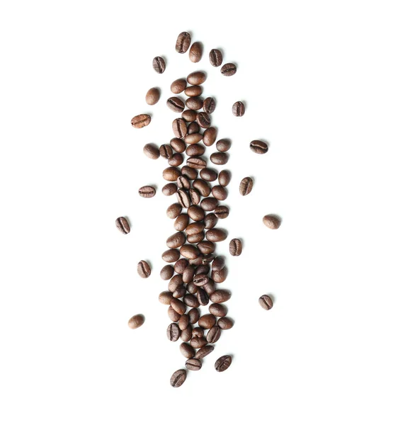 Rostade Kaffebönor Vit Bakgrund — Stockfoto