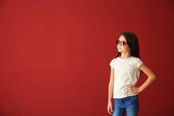 Cute Girl Shirt Color Background — Stock Photo, Image