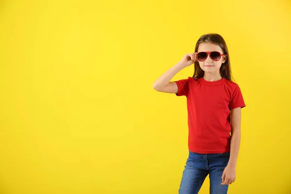Cute Girl Shirt Color Background — Stock Photo, Image
