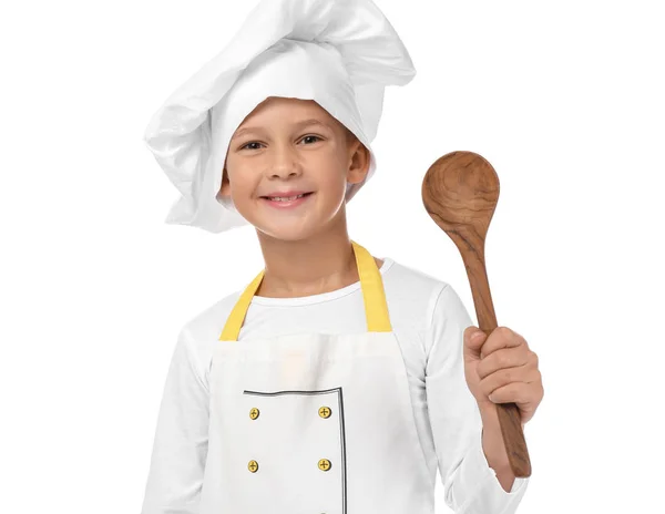 Roztomilý Malý Kuchař Bílém Pozadí — Stock fotografie