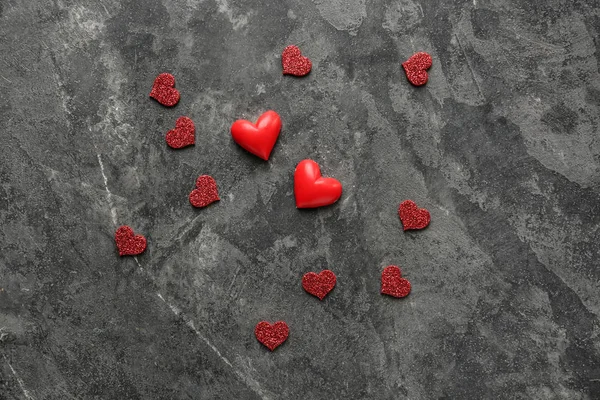 Прекрасний Невеликий Серця Сірий Таблиці Святкування Дня Святого Валентина — стокове фото