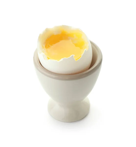 Uovo Pollo Bollito Supporto Sfondo Bianco — Foto Stock