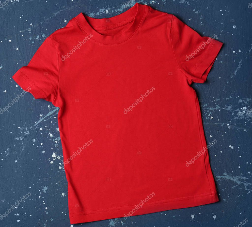 Child t-shirt on color background