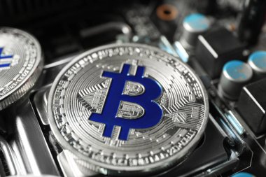 Bitcoin Pc devre kartı, closeup üzerinde