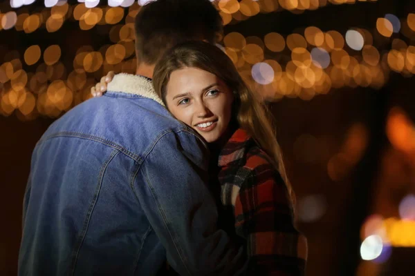 Loving Young Couple Romantic Date Evening — Stock Photo, Image