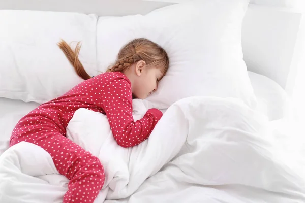 Cute Little Girl Sleeping Bed — Stock Photo, Image