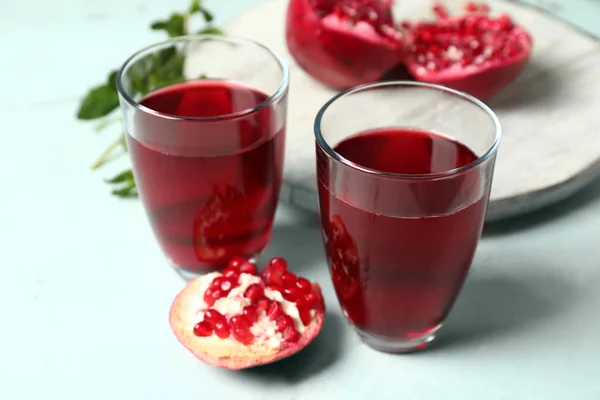 Glasses Pomegranate Juice Table — Stock Photo, Image