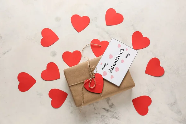 Гарний Подарунок Карту Серця Столовий Святкування Дня Святого Валентина — стокове фото