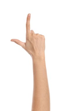 Beyaz arkaplanda kadın eli