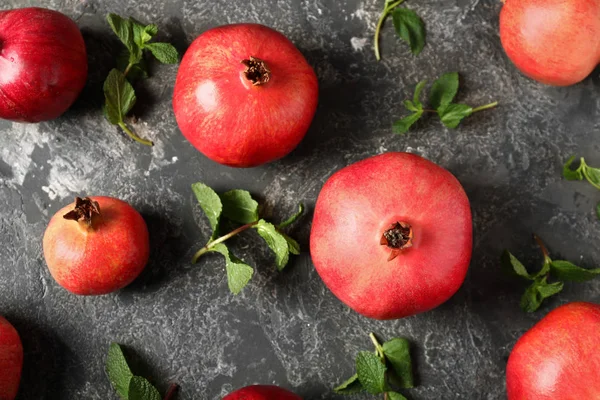 Ripe Pomegranates Grey Table — Stock Photo, Image