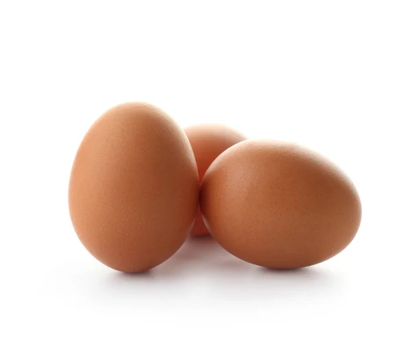 Сырые Куриные Яйца Белом Фоне — стоковое фото