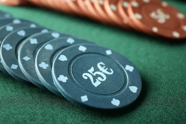 Chips Color Table Casino Closeup — Stock Photo, Image