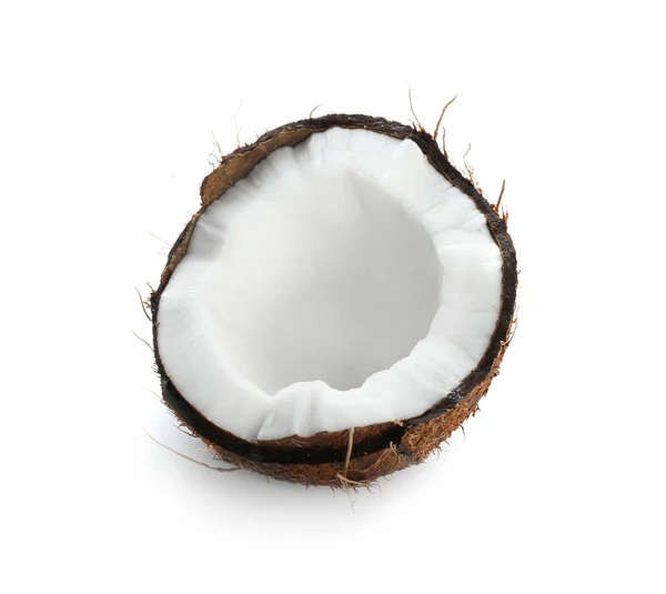 白底成熟椰子的一半 — 图库照片