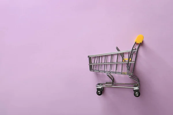 Empty Shopping Cart Color Background — Stock Photo, Image