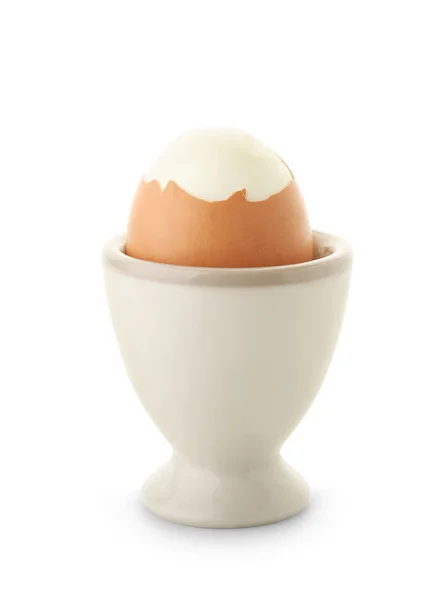 Uovo Pollo Bollito Supporto Sfondo Bianco — Foto Stock