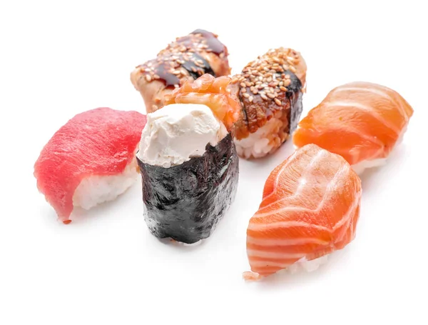 Sushi Saboroso Fundo Branco — Fotografia de Stock