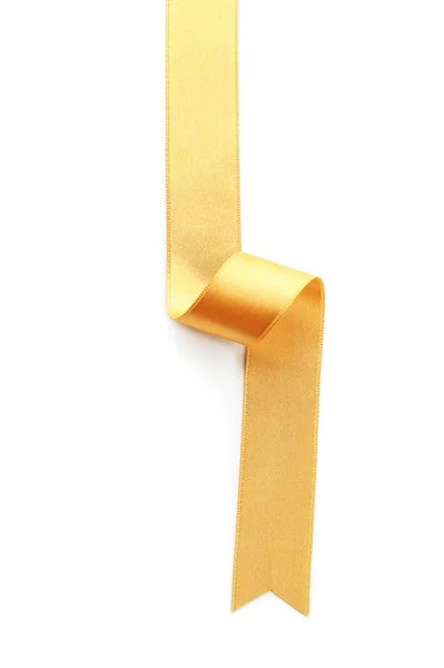Beautiful Golden Ribbon White Background — Stock Photo, Image