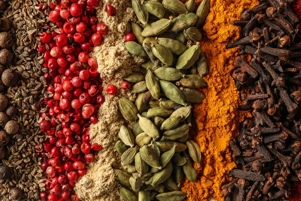 Different Aromatic Spices Closeup — Stock Photo, Image