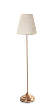 Beyaz arkaplanda şık bir zemin lambası