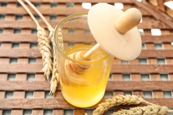 Glass Sweet Honey Dipper Table — Stock Photo, Image