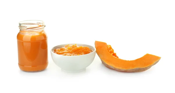 Composition Healthy Baby Food White Background — Stock Photo, Image