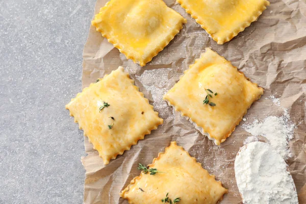 Tasty Ravioli Parchment Closeup — Stock Photo, Image