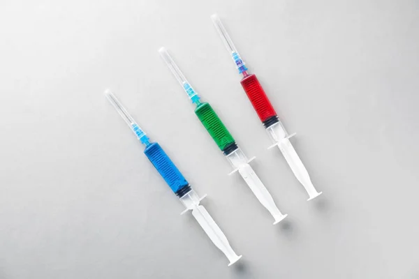 Syringes Liquids Light Background — Stock Photo, Image