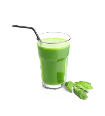beyaz zemin üzerine yeşil smoothie