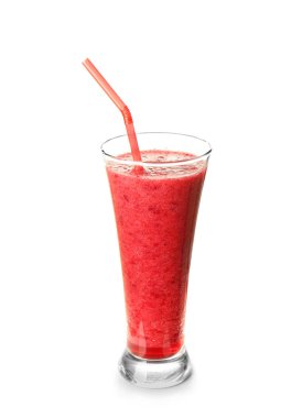 Beyaz zemin üzerine lezzetli smoothie
