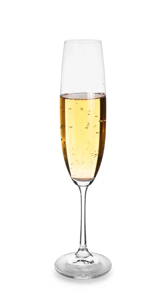 Glas Champagne Witte Achtergrond — Stockfoto