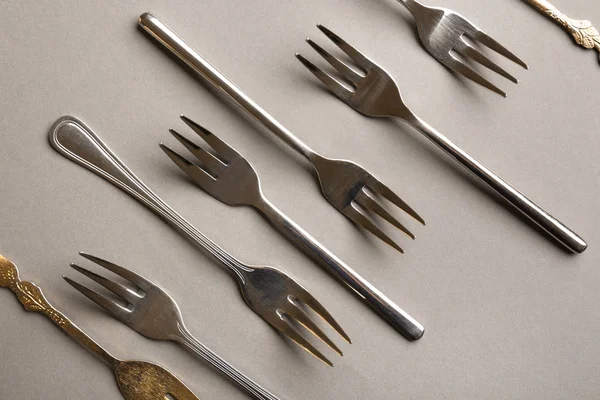 Set Forks Grey Background — Stock Photo, Image