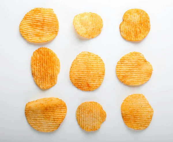 Tasty Potato Chips White Background — Stock Photo, Image