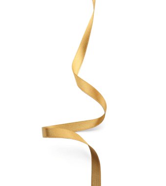 Beyaz arkaplanda güzel altın kurdele