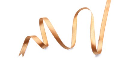 Beyaz arkaplanda güzel altın kurdele