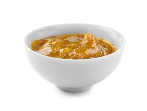 Salsa Saporita Ciotola Fondo Bianco — Foto Stock