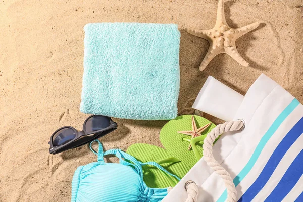 Set Beach Items Sand — Stock Photo, Image