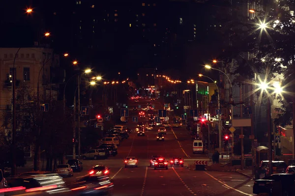 Bela Vista Cidade Iluminada Noite — Fotografia de Stock