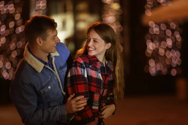 Loving Young Couple Romantic Date Evening — Stock Photo, Image