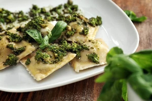 Tasty Ravioli Plate Closeup — Stock Photo, Image