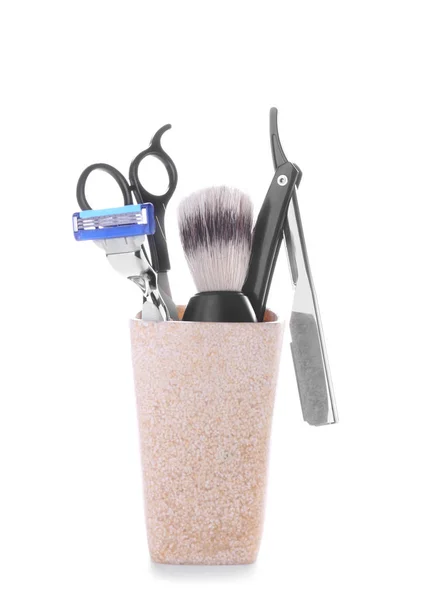 Shaving Accessories White Background — Stock Photo, Image