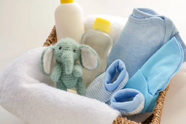 Baby Clothes Cosmetics Toy Basket — Stock Photo, Image