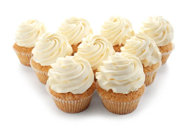 Heerlijke Cupcakes Witte Achtergrond — Stockfoto