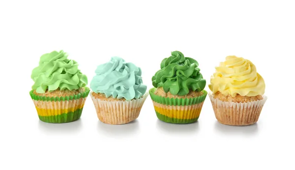 Delicious Colorful Cupcakes White Background — Stock Photo, Image