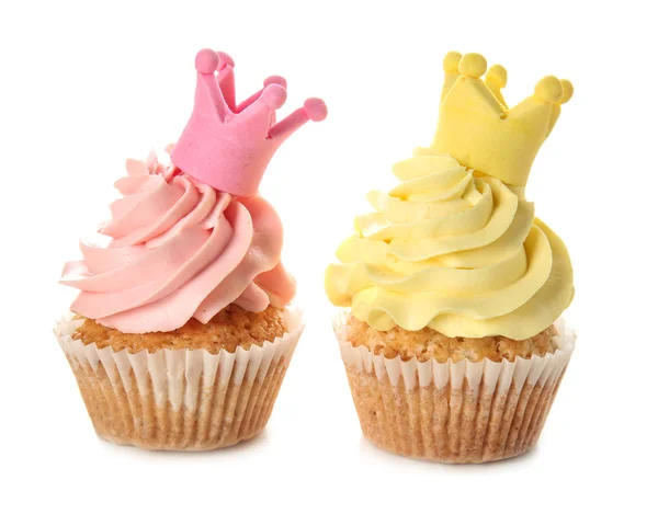 Deliziosi Cupcake Colorati Sfondo Bianco — Foto Stock