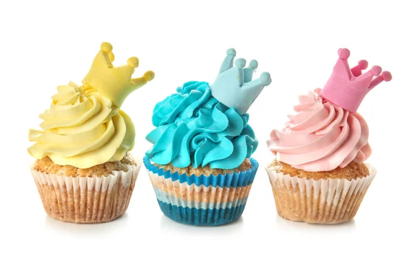 Delicious Colorful Cupcakes White Background — Stock Photo, Image